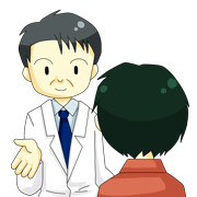 医師と相談する人の絵